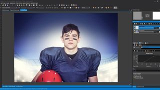 Screengrab from Photo Pos Pro, one of the best free photo editing software, showing a child in American football uniform