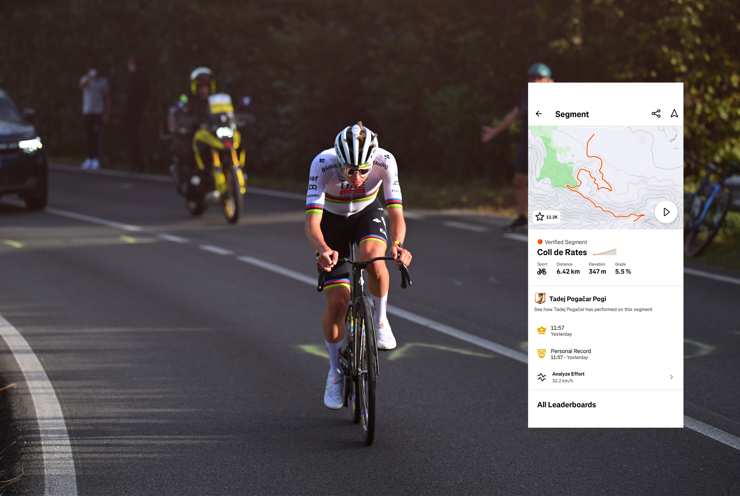 Tadej Pogačar races alone