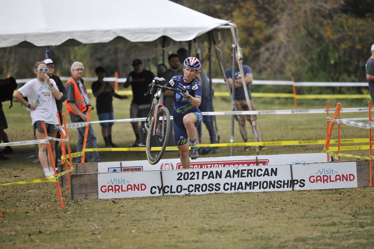 US Pro road champion Lauren Stephens riding Pan-Am Cyclo-cross Championships