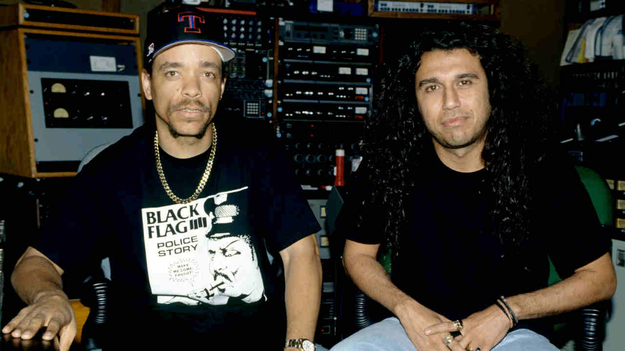 Ice-T and Slayer&amp;rsquo;s Tom Araya in the recording studio in 1993