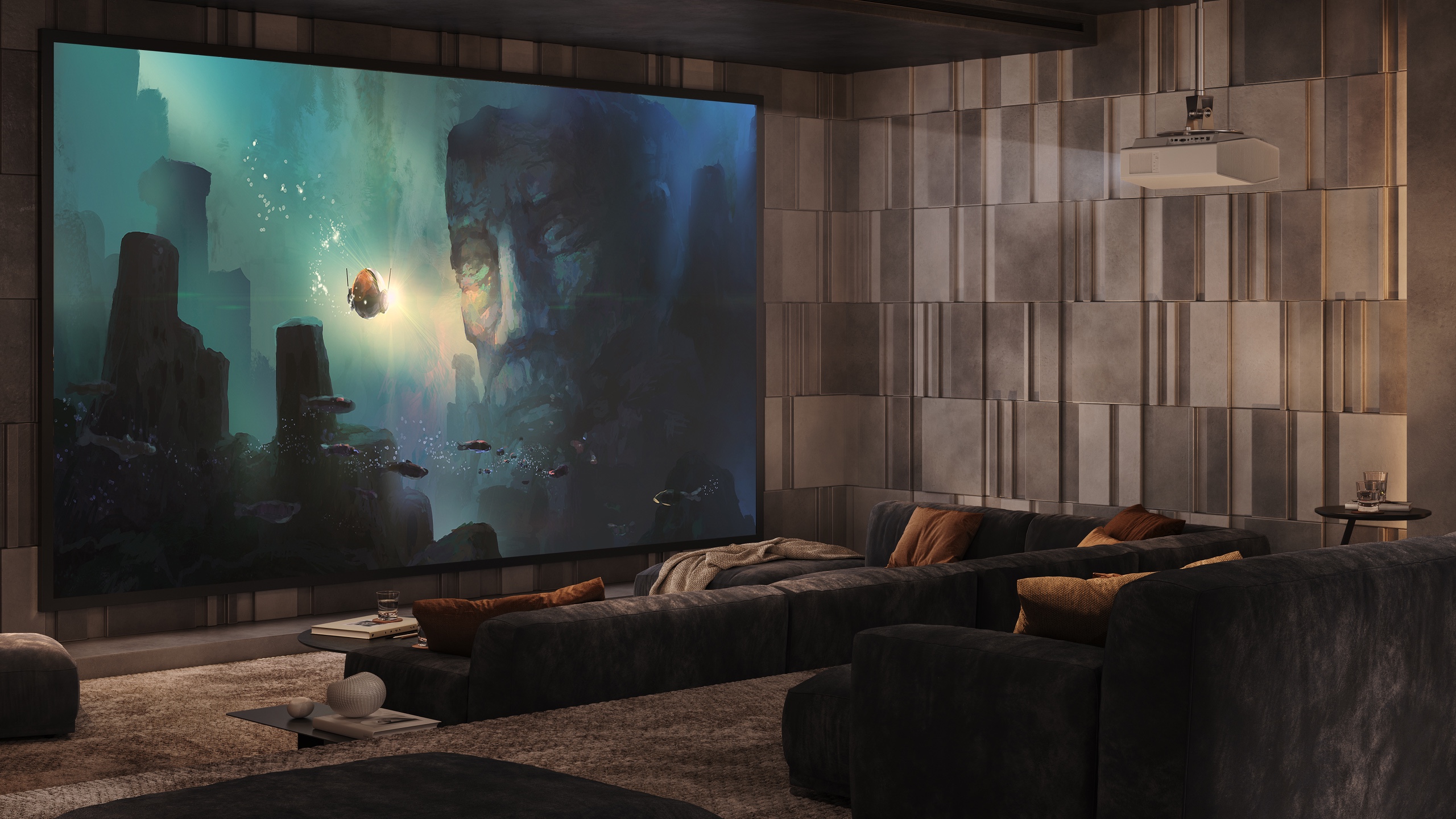 Lifestyle images of the Sony BRAVIA Projector 7 for gaming and movies