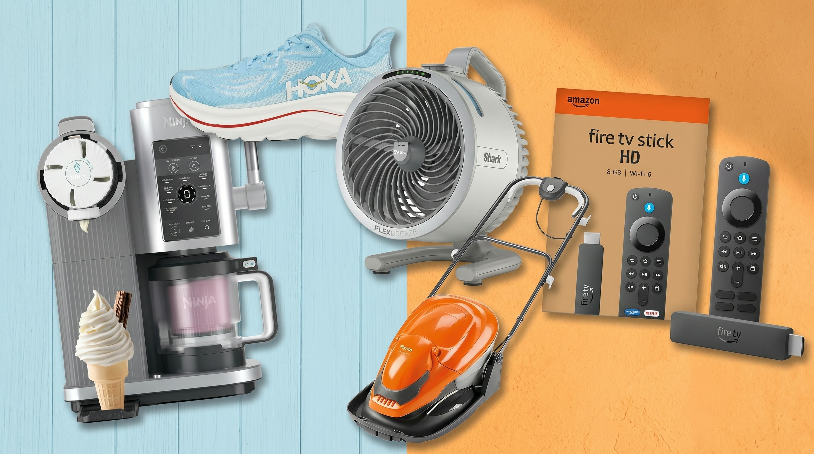 Ninja/Shark appliances, running shoes, lawn mower, Fire TV Stick