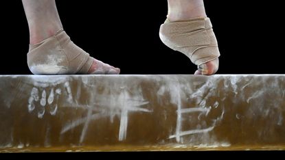 A British gymnast's feet