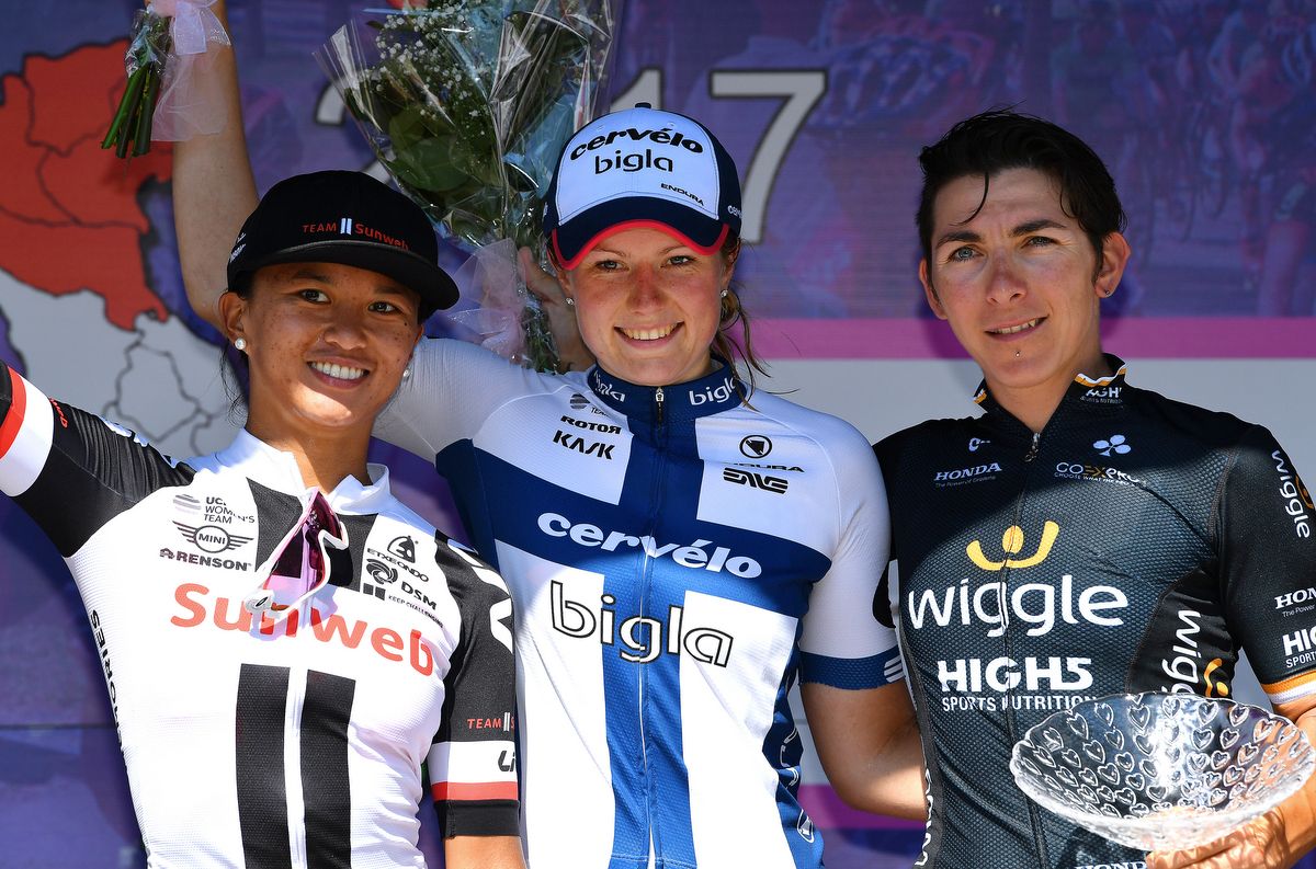 The top three from the stage on the podium