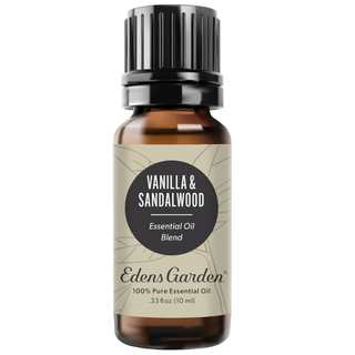 a product photo of the Edens Garden Vanilla Sandalwood Essential Oil Blend- 100% Pure Premium Grade, Undiluted bottle from Amazon