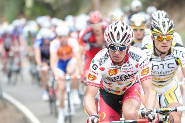 Jelly Belly gets to the front to take some time out of the break.