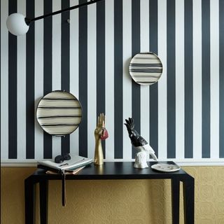 black and white striped wall