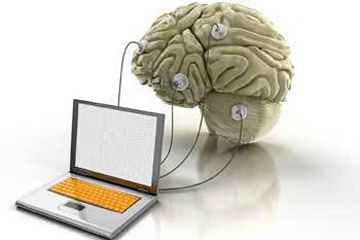 brain connected to computer