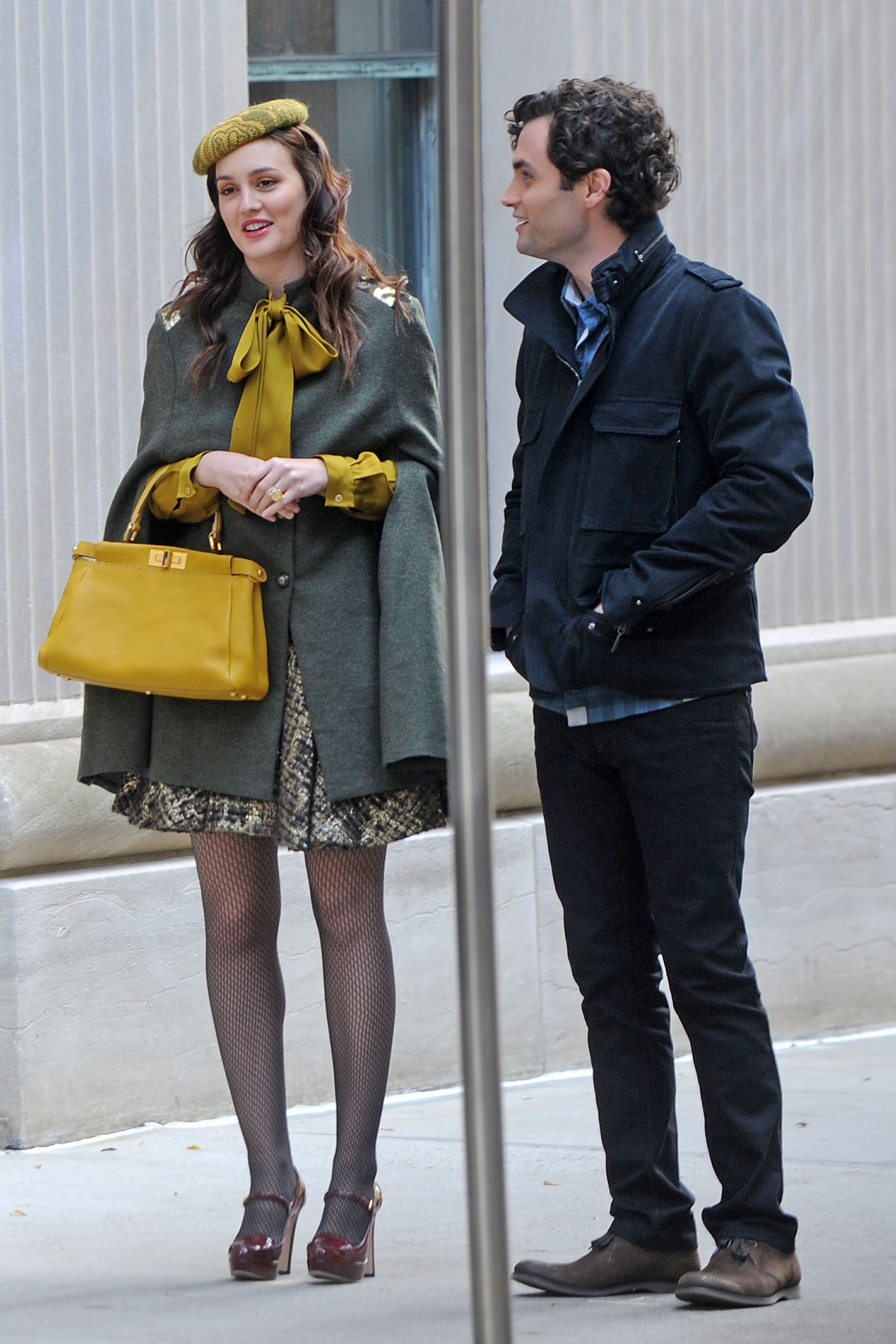 gg - blair in mustard bag and hat