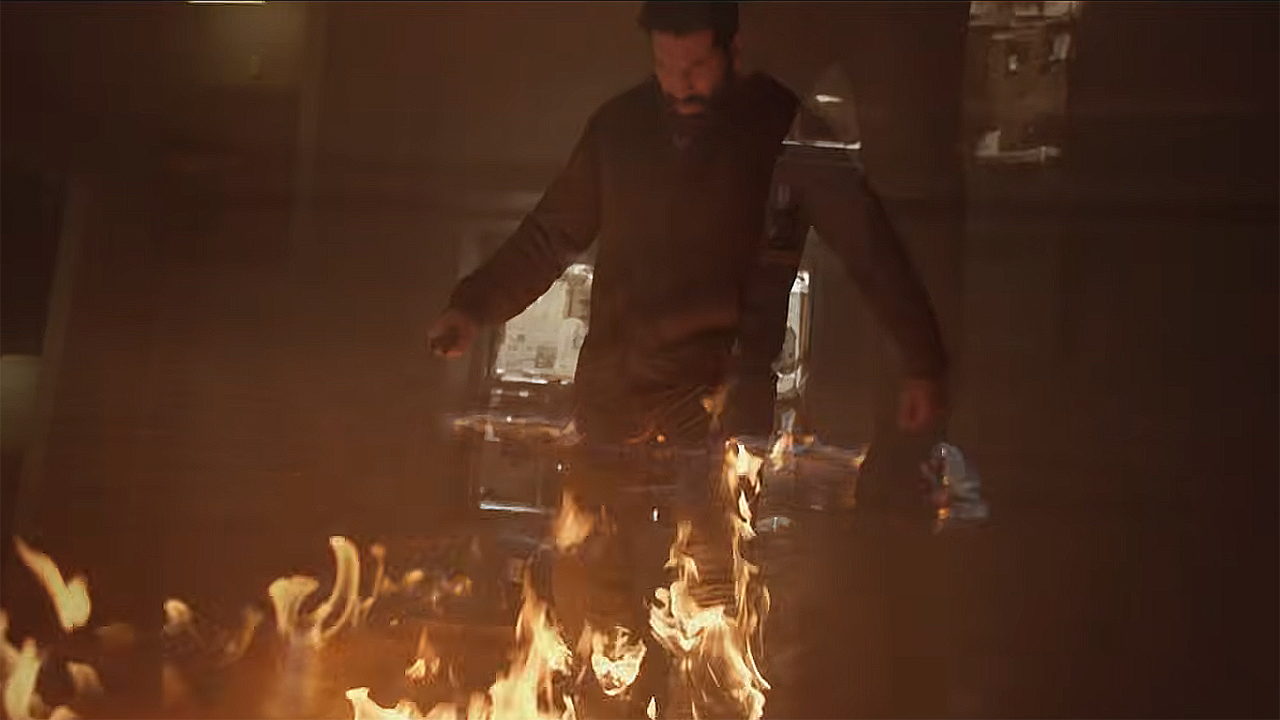 Frank Castle being lit on fire in The Punisher: One Last Kill
