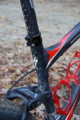 The double seat collar clamps the seatpost itself and the top of the frame.