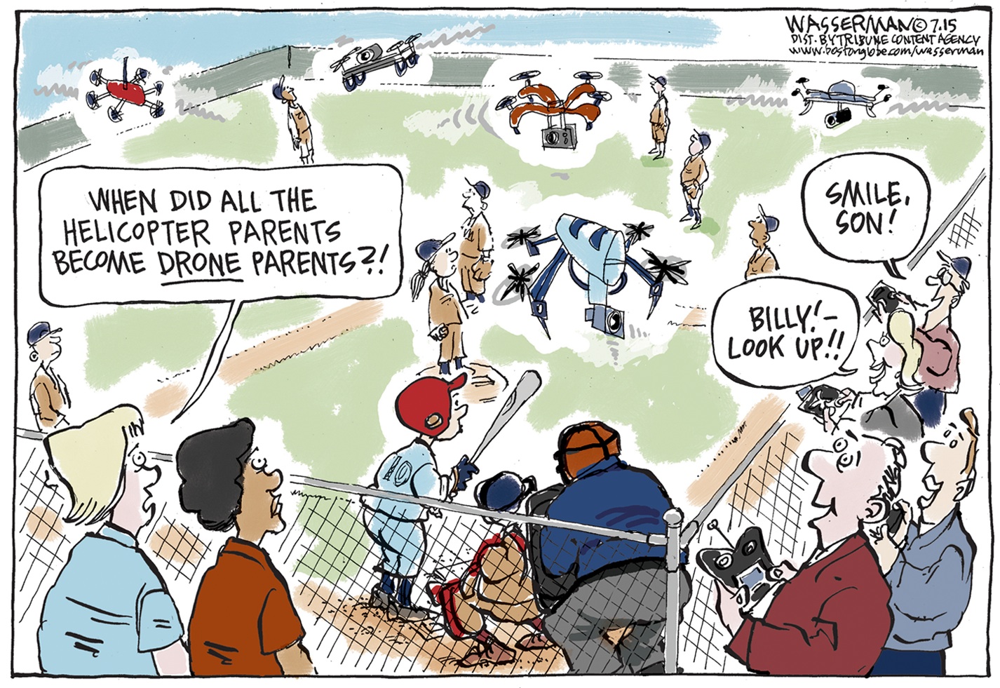 Editorial cartoon Technology Helicopter Parents