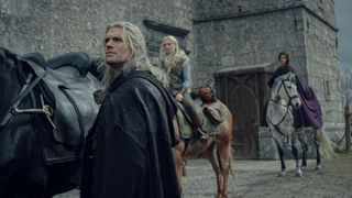 Geralt, Ciri and Yennefer (on horseback) in The Witcher season 3