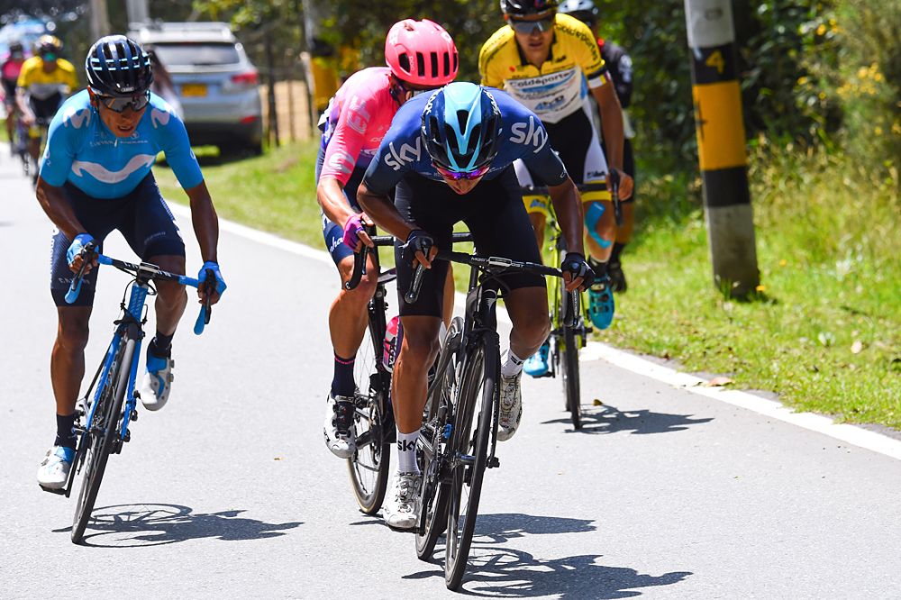 Ivan Sosa (team Sky) attacks at stage 5 of Tour Colombia