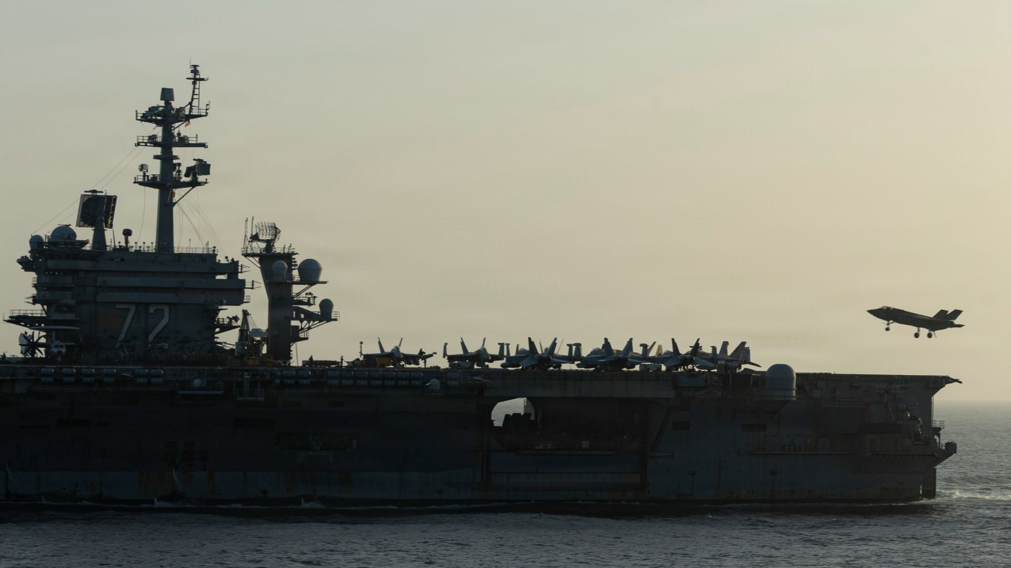 The USS Abraham Lincoln seen in the Strait of Hormuz in April.