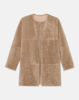 Shearling Reversible Collarless Coat