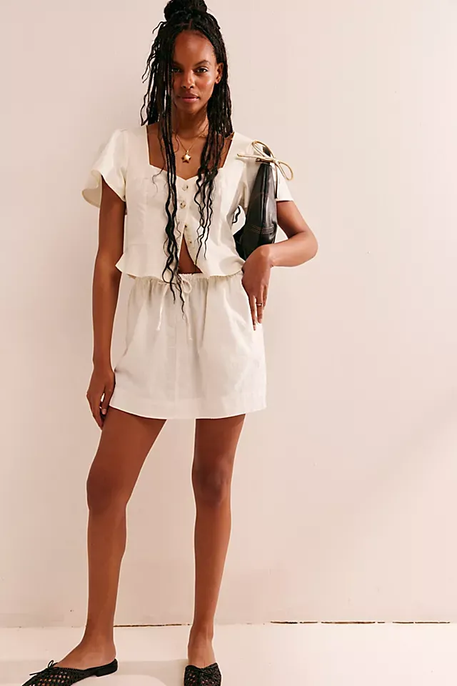 Streetside Cotton-Linen Mini Skirt