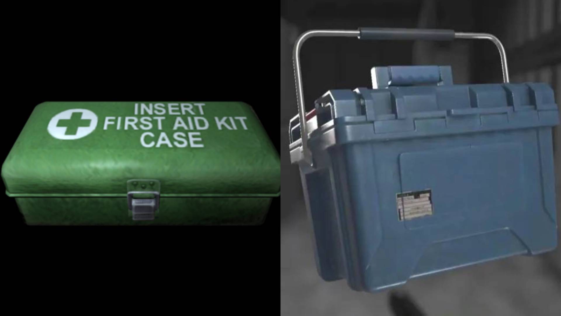 Left: A First Aid Box in Resident Evil Remake. Right: An Organ Transplant Box in Resident Evil Requiem