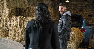 Moira Barton is furious with Ross Barton when she discovers he’s been keeping a stolen car in one of her barns in Emmerdale.