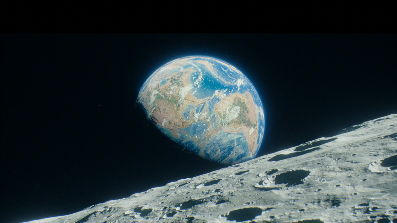 A shot of planet Earth as seen from over the Moon in Foundation season 3 episode 10