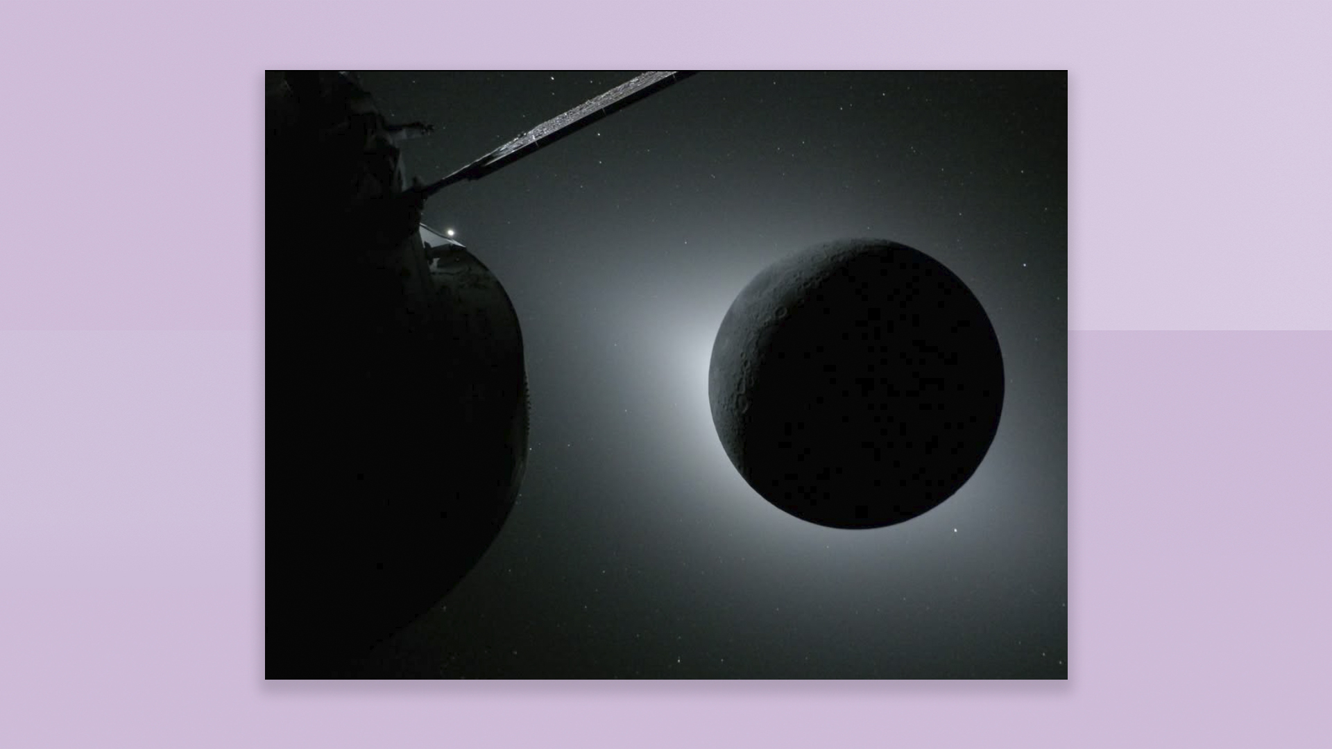 Images of the Moon and Earth, captured by a GoPro camera on the Artmeis II mission