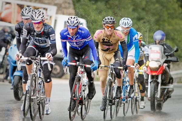 Final climb for the breakaway before the peloton swallows them.