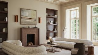 cream and brown living room