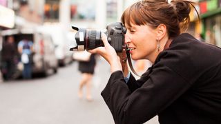 A woman taking a photo
