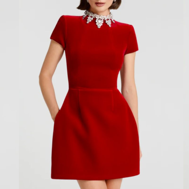 red velvet mini dress