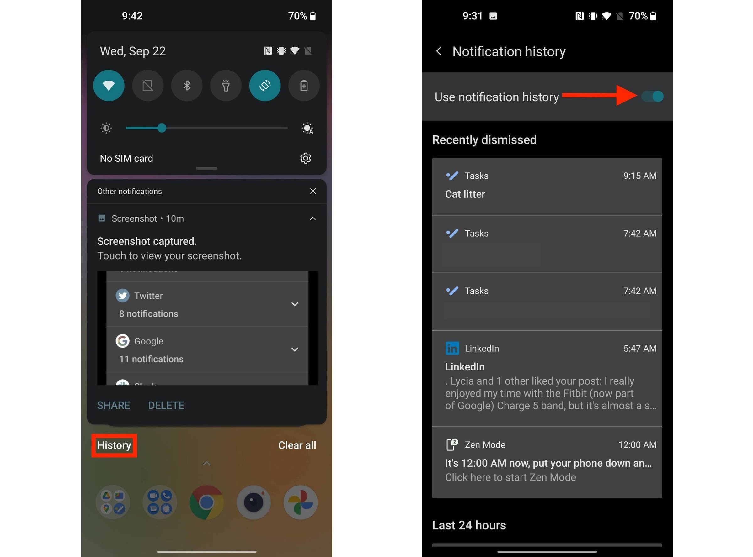 Cómo ver el historial de notificaciones de Android