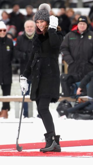 Kate Middleton wears her Sorel snow boots on a visit to Stockholm in 2018