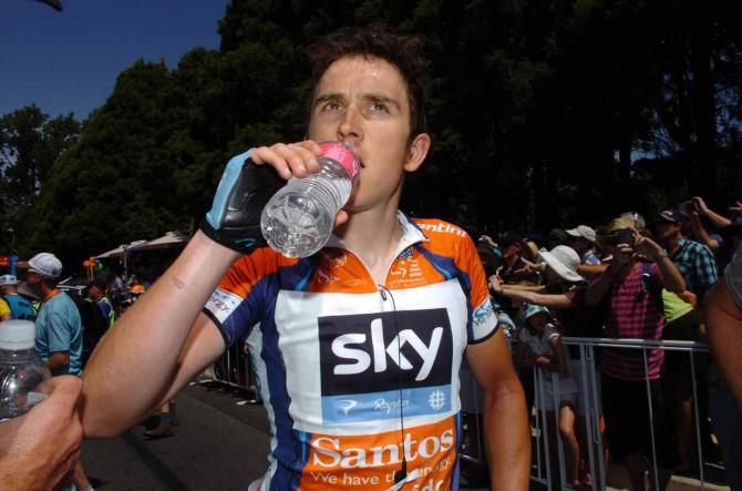 Geraint Thomas (Sky) cools down after stage 3 of the Tour Down Under.