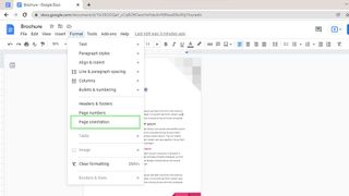 How to display a page in landscape mode in Google Docs