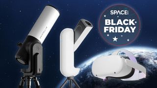 Black friday deals from 2022 main image featuring unistellar, vaonis telescopes and meta quest 2 with black friday deal logo