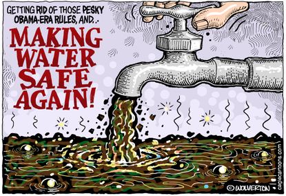 Political Cartoon U.S. Trump Obama clean water epa