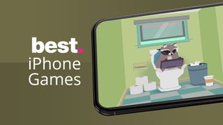 iPhone displaying a game against a brown background with the words "best iphone games"