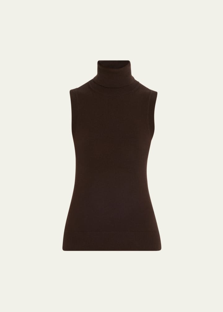 Sleeveless Cashmere Turtleneck
