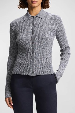 Theory Bleecker Cotton Marled Rib Cardigan