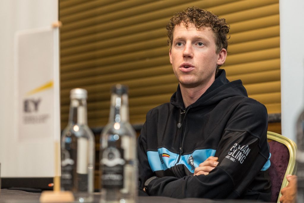 Belgian Nathan Van Hooydonck of JumboVisma pictured during a press conference at the UCI Road World Championships Cycling 2023 in Glasgow United Kingdom on Friday 04 August 2023 UCI organizes the worlds with all cycling disciplines road cycling indoor cycling mountain bike BMX racing road paracycling and indoor paracycling in Glasgow from 05 to 13 August BELGA PHOTO DAVID PINTENS Photo by DAVID PINTENS BELGA MAG Belga via AFP Photo by DAVID PINTENSBELGA MAGAFP via Getty Images