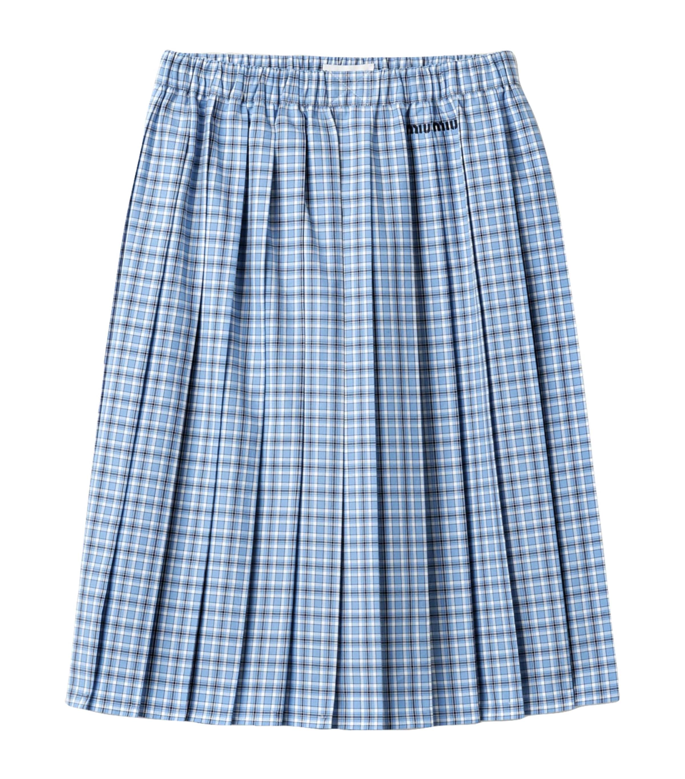 Cotton Pleated Midi Skirt