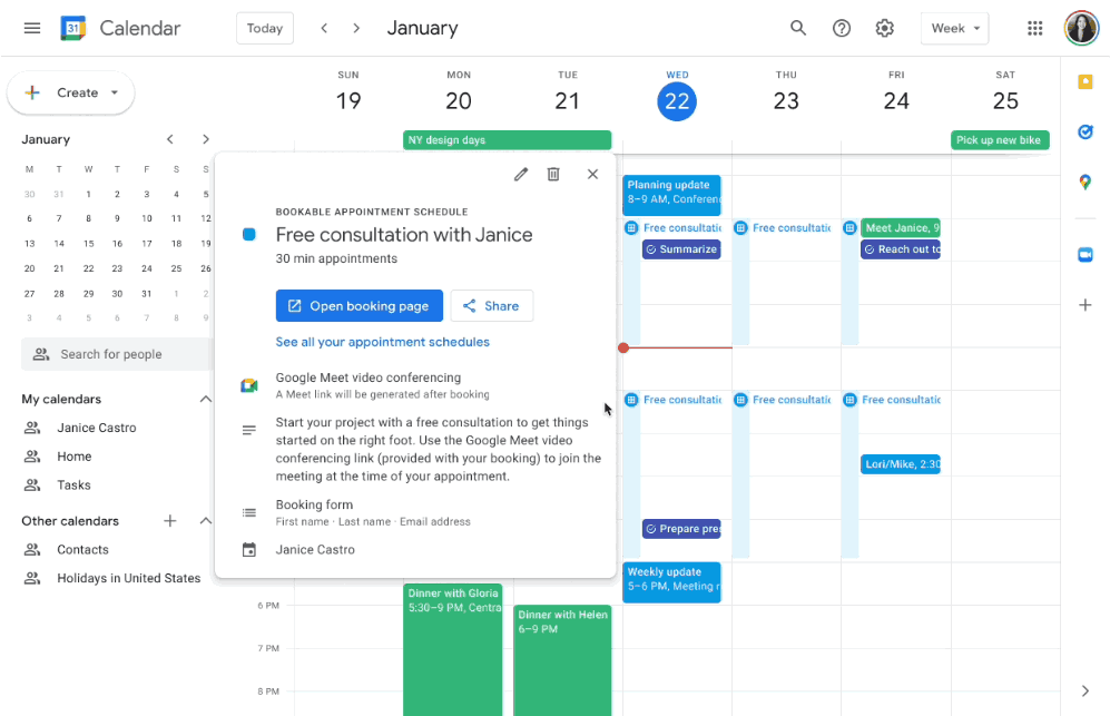 Google Calendar appointment scheduling