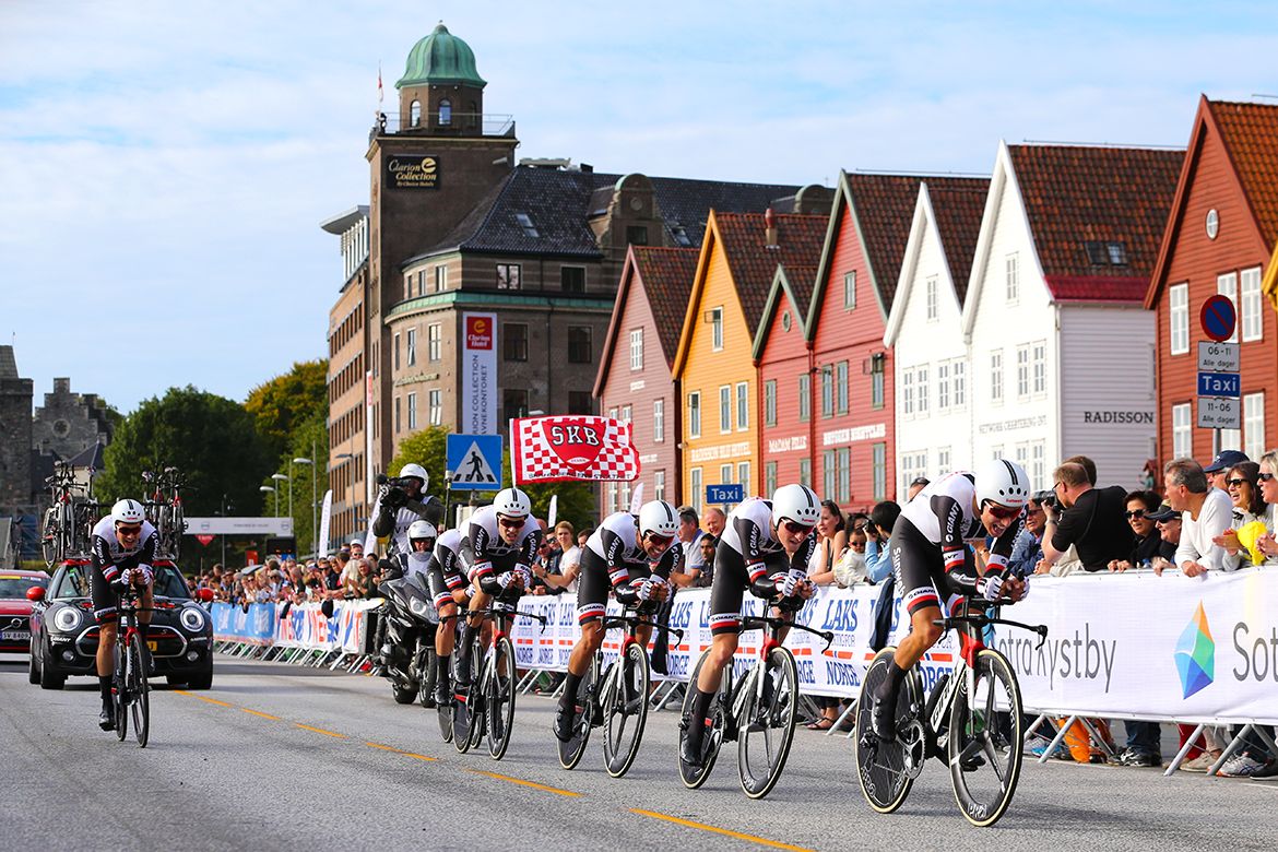 Team Sunweb en route to a gold medal in the men's TTT at the Bergen World Championships