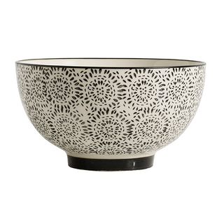 cereal bowl with white and black pattern prints