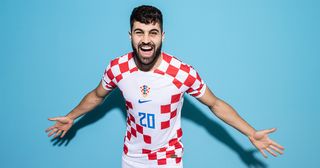 Josko Gvardiol of Croatia poses during the official FIFA World Cup Qatar 2022 portrait session on November 19, 2022 in Doha, Qatar.