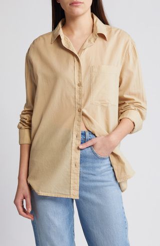 Cotton Voile Button-Up Shirt