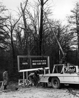 Early signs installed at NASA's Goddard Space Flight Center.