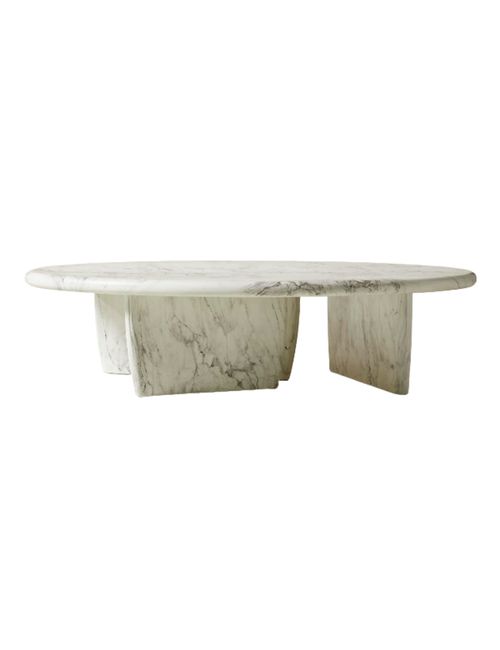 Anoki Oval Grey Marbled Resin Coffee Table