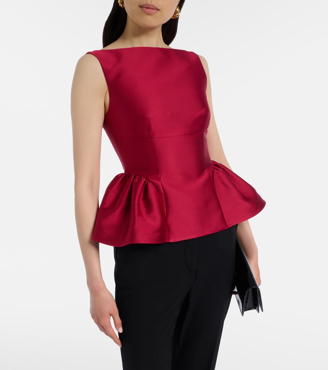 Peplum Taffeta Top in Pink - Roland Mouret