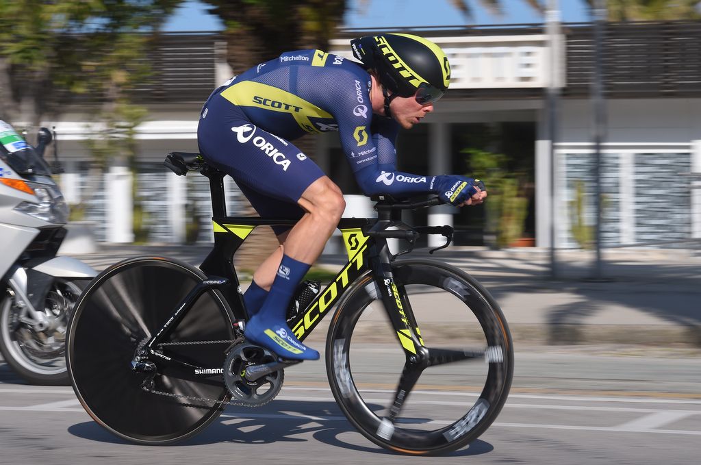 Michael Hepburn (Orica-Scott) riding to third place