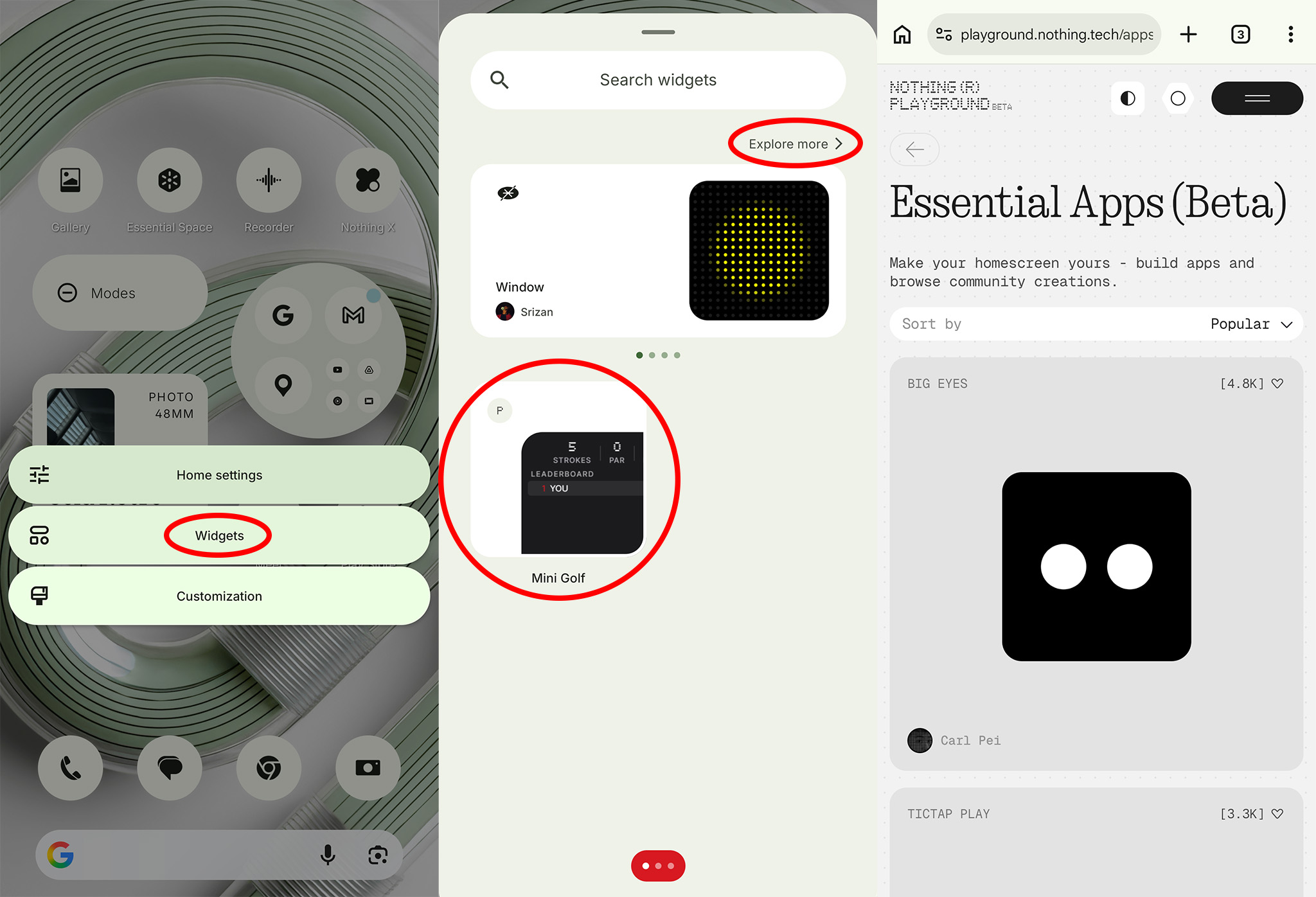 Adding an Essential App to the homescreen of a Nothing Phone 4a Pro